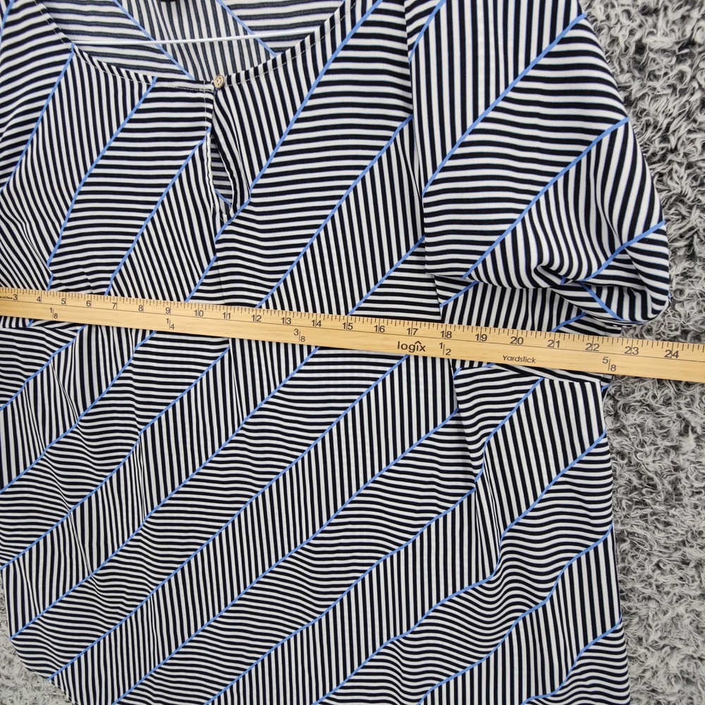 Talbots Women Preppy Nautical Stripe Blouse Size X US XL Black White Blue Career - Picture 2 of 16
